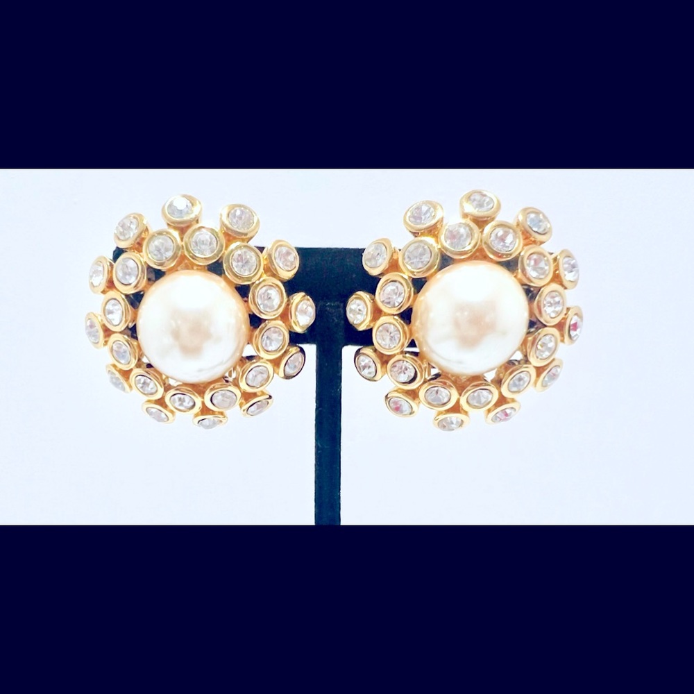 Joan Rivers Vintage Classic Collection Gold Tone Clip On Multi Gem Earrings